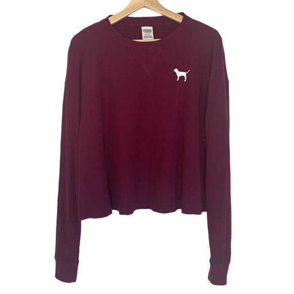 Pink Waffle Knit Raw Hem Crop Top - Picture 1 of 8